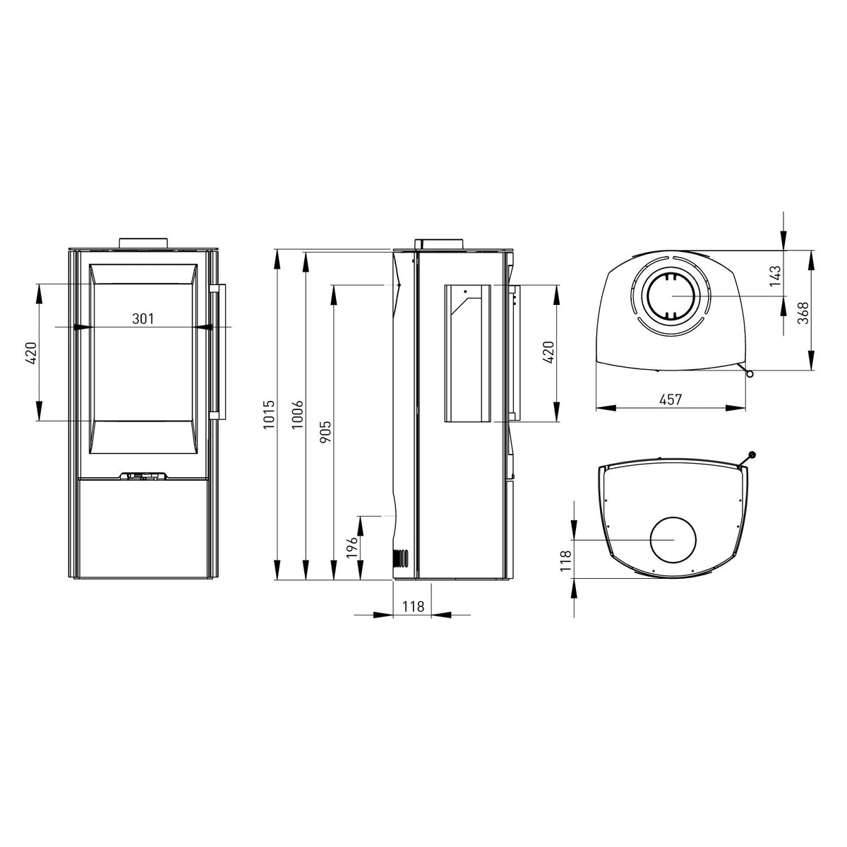 Poêle à bois TermaTech TT30G acier noir 6 kW