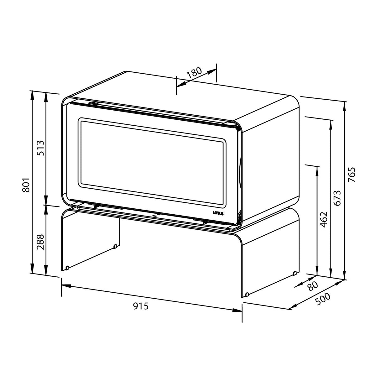 Poêle à bois Lotus Living Base Ocean Dark KS2401 7 kW, évacuation par le haut