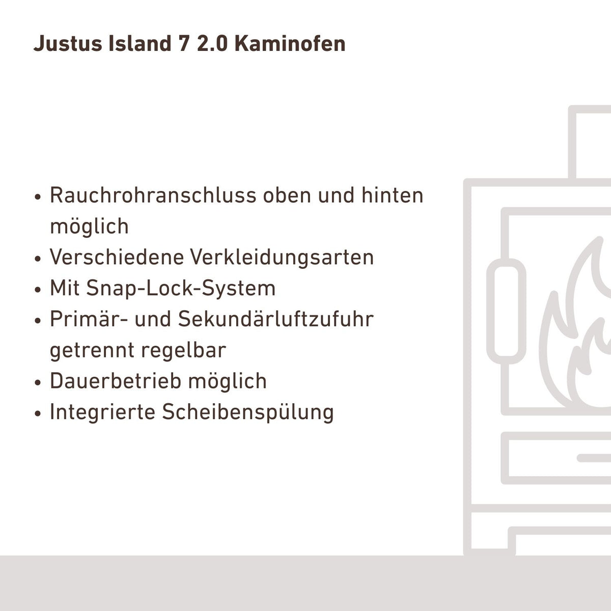 Justus Island 7 2.0 – Poêle à bois acier noir et pierre ollaire 7 kW