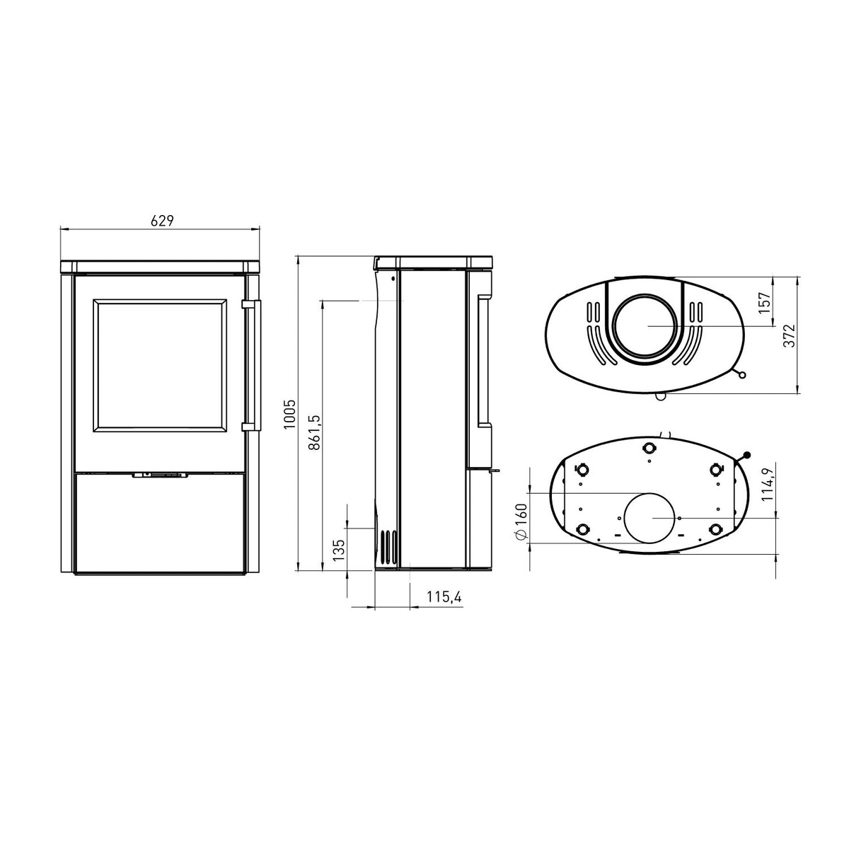 Poêle à bois TermaTech TT80RLS acier noir 5,5 kW — image 6