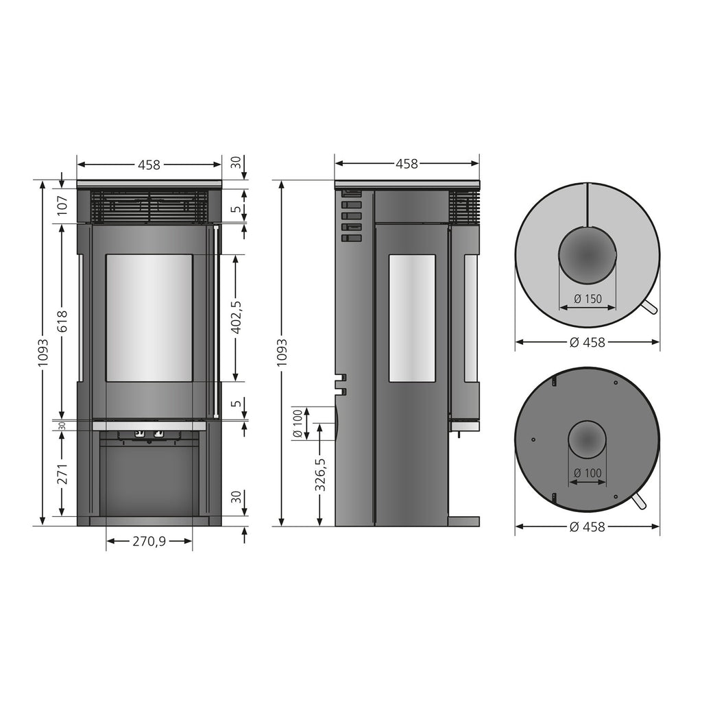 Oranier Rota TRE 2.0 – Poêle à bois acier noir et plaque en stéatite 5,5 kW