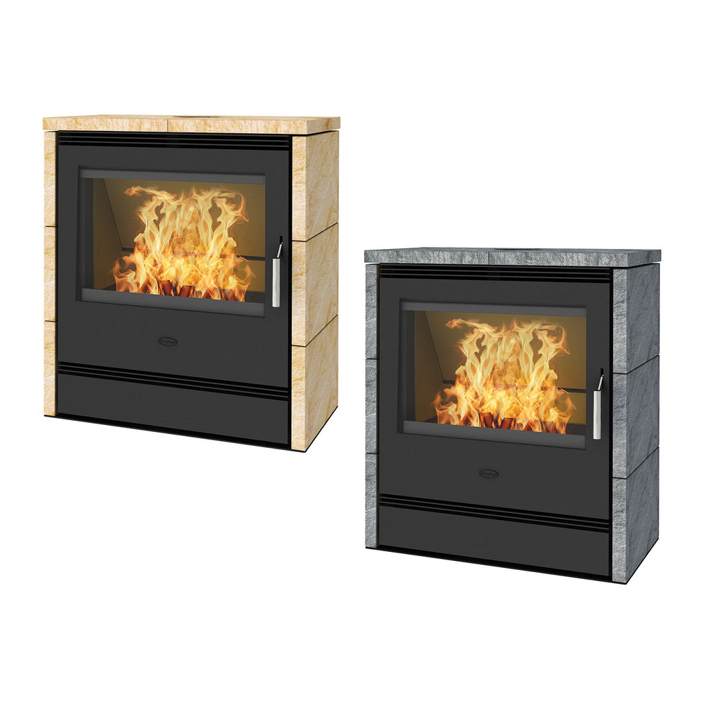 Poêle à bois Rönky R2541 10 kW acier gris, fonte et pierre ollaire