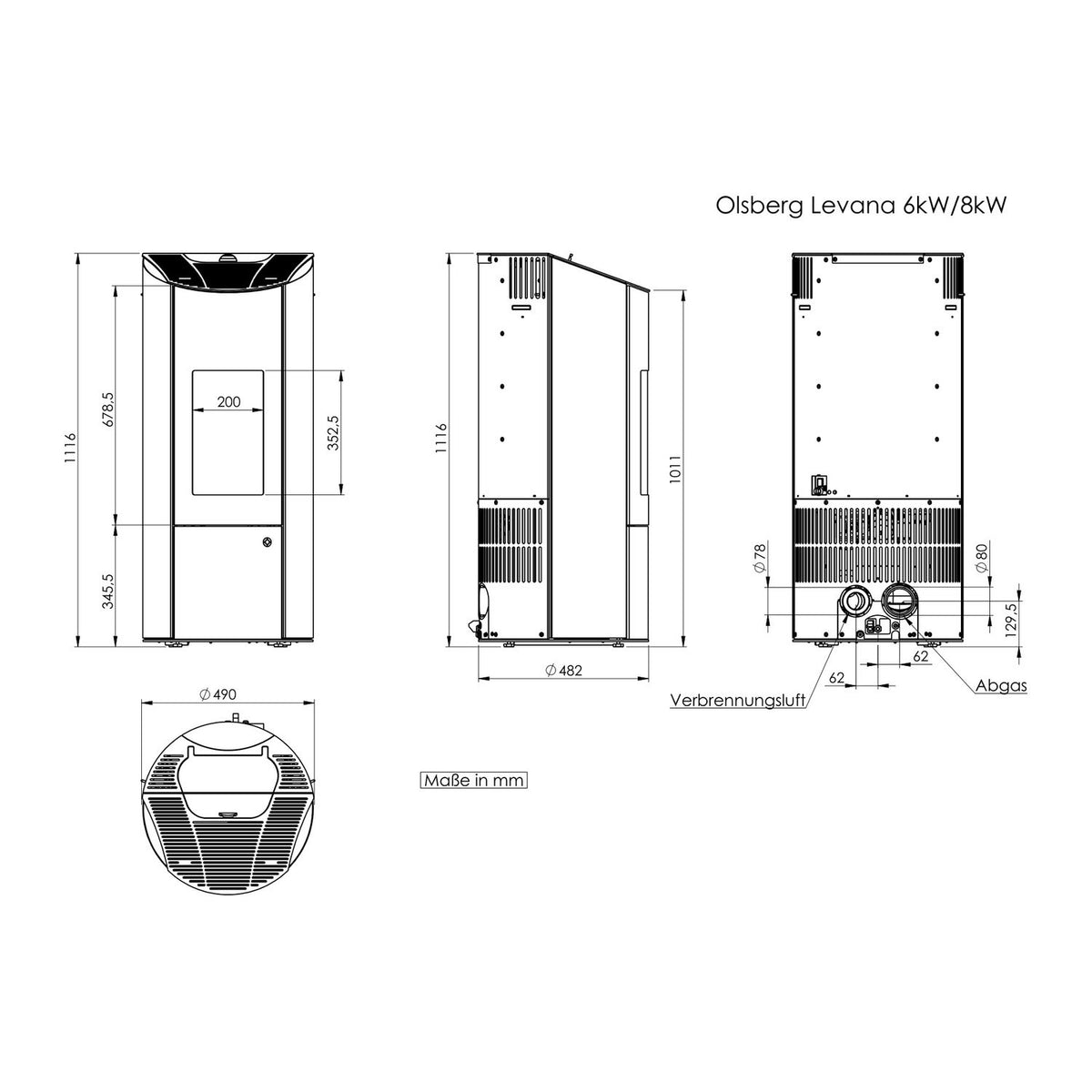 Poêle à granulés Olsberg Levana 3.0 acier noir et pierre naturelle serpentine – 6 kW