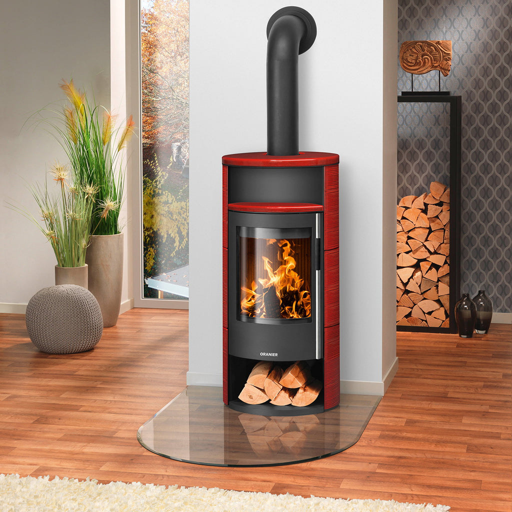 Oranier Polar Neo 6 – Poêle à bois acier noir et céramique rouge paprika 6,5 kW DIBt
