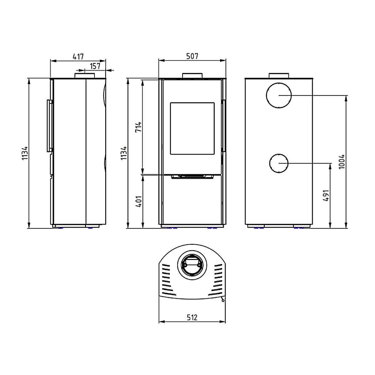 Wamsler Pylon 1G – Poêle à bois en acier noir 6,2 kW