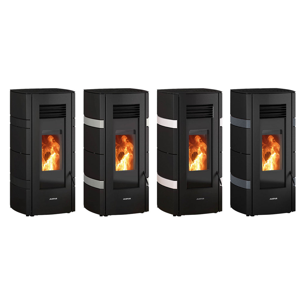 Justus Sia poêle à granulés acier noir et conStone blanc 8 kW pour 200 m³