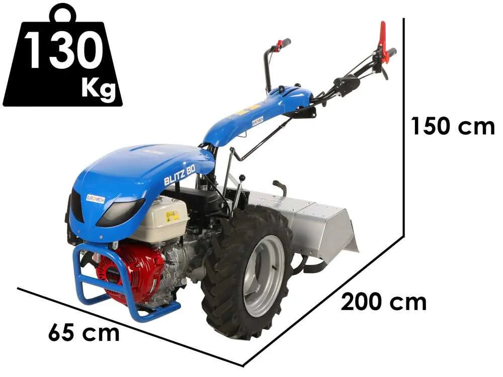 EuroMech BLITZ 80 Motoculteur essence Honda GX270 9 CV avec fraise 75 cm et attelage rapide HBS