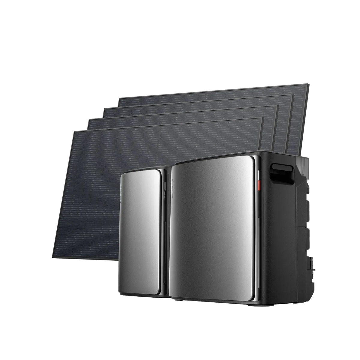 EcoFlow STREAM Ultra X avec une batterie STREAM AC Pro et quatre panneaux solaires rigides de 450 W