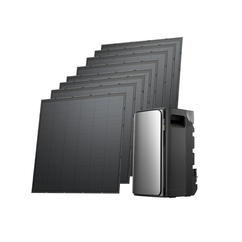 EcoFlow STREAM Ultra 1,92 kWh avec huit panneaux solaires rigides de 250 W