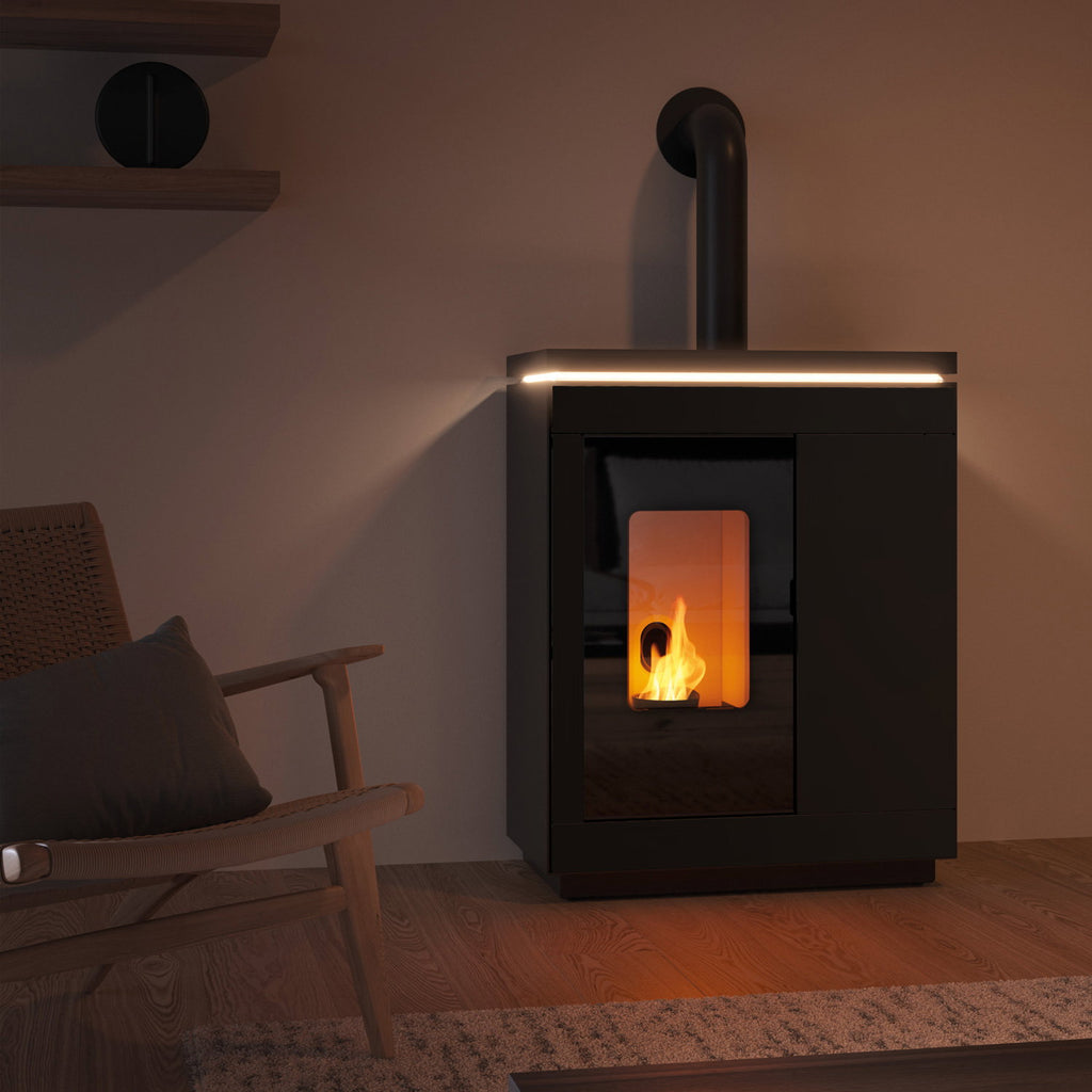 Olsberg Epana poêle à granulés acier noir 6 kW – sortie fumées 80 mm