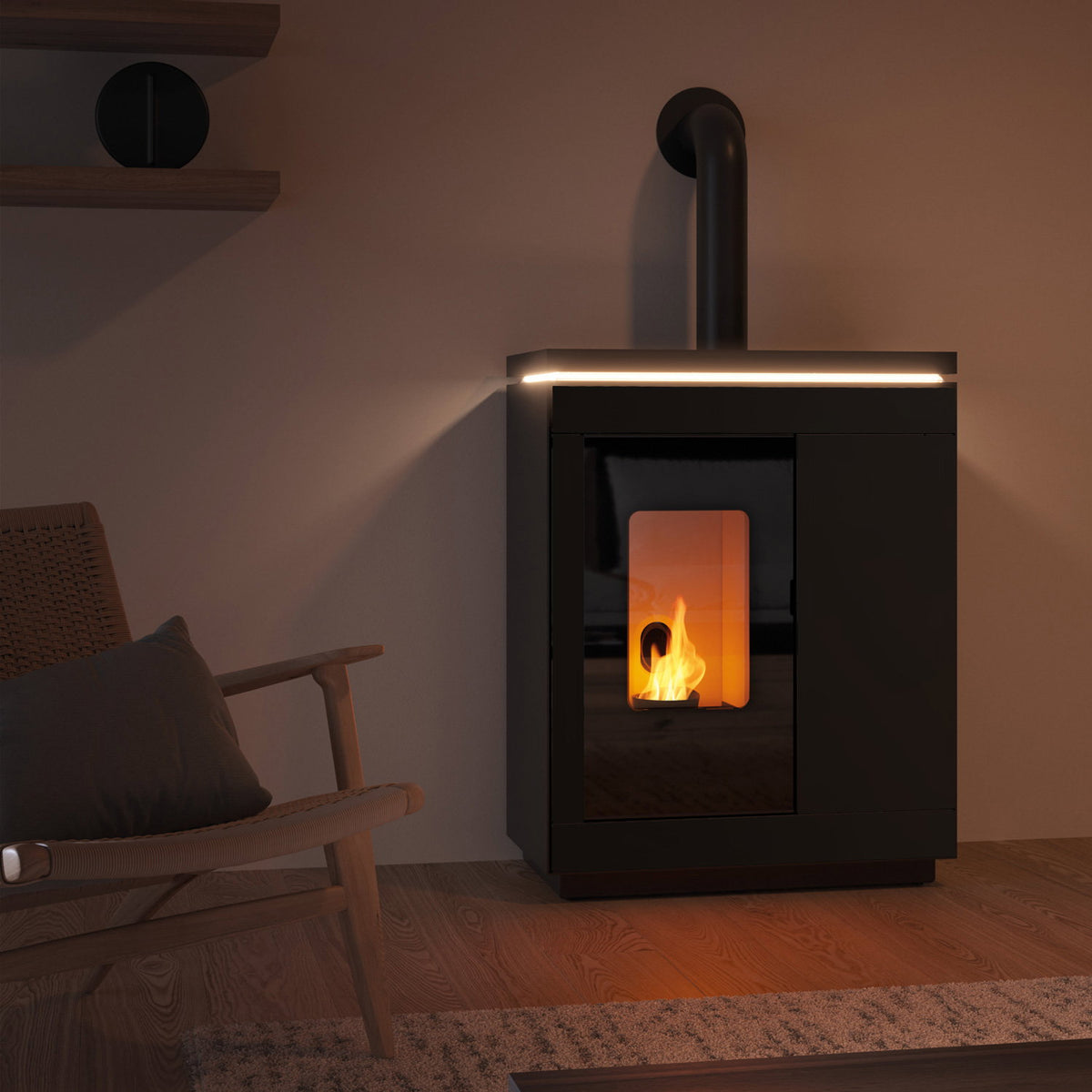 Olsberg Epana poêle à granulés acier noir 6 kW – sortie fumées 80 mm