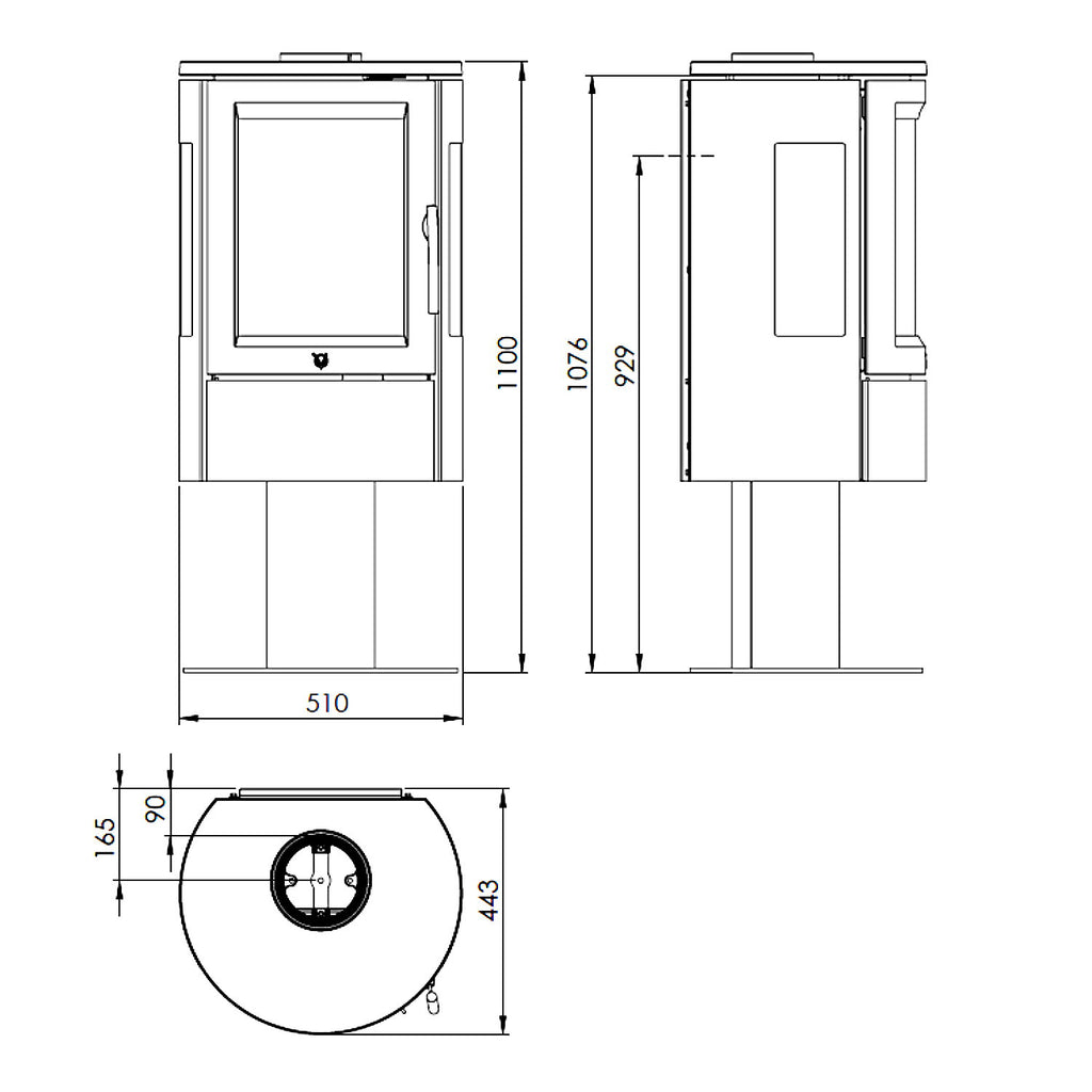 Poêle à bois Varde Ovne Nice Air acier noir 6,2 kW
