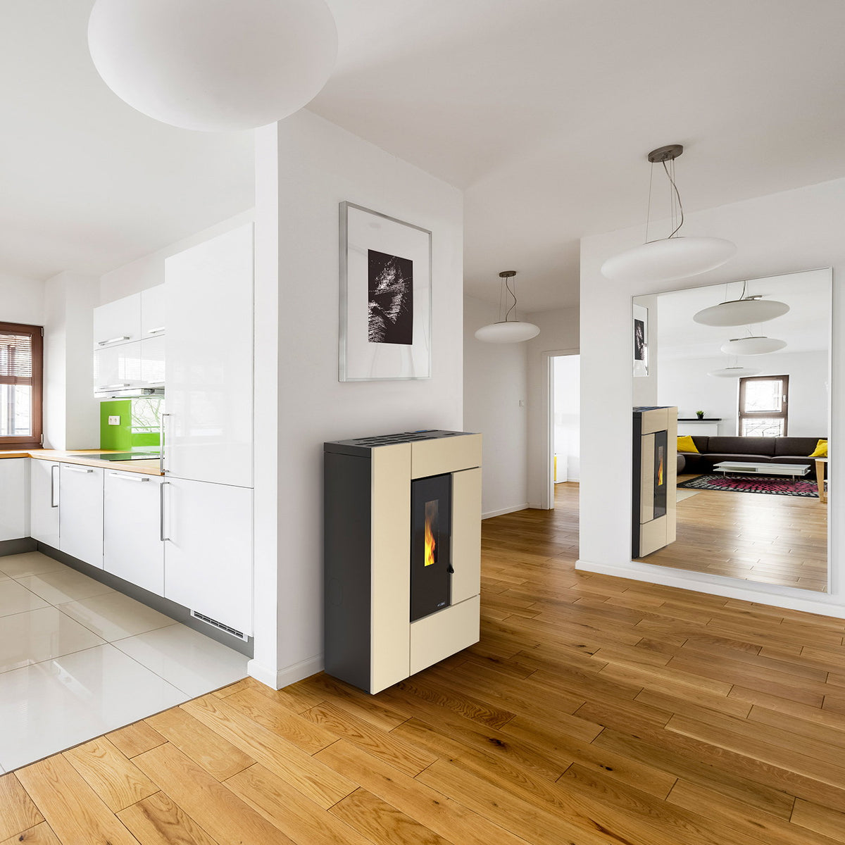 Poêle à granulés Dal Zotto Leyla Elite acier ivoire 8 kW