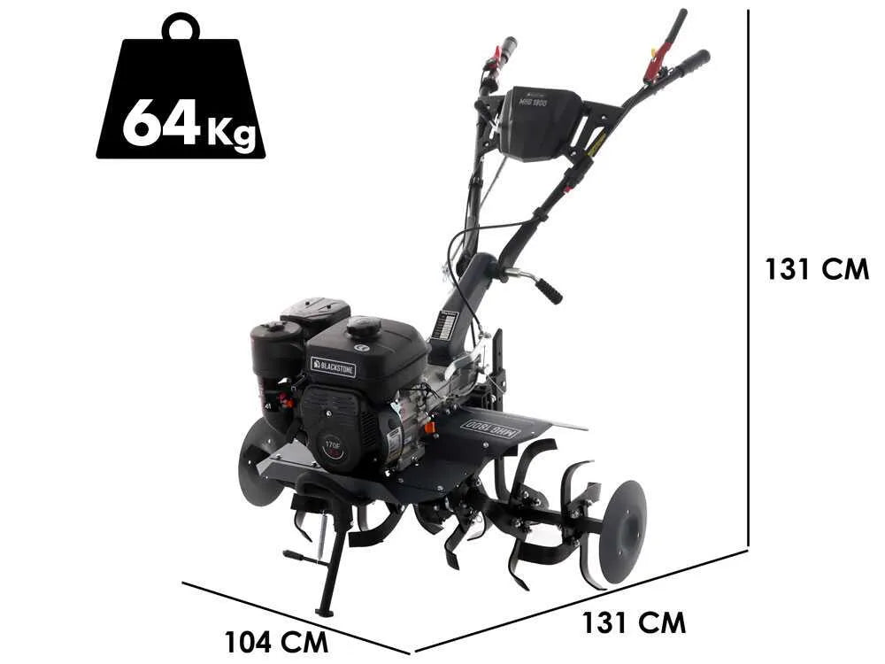 Motobineuse thermique BlackStone MHG 1800 - 212 cm3 (7 CV), fraises arrière, 90 cm