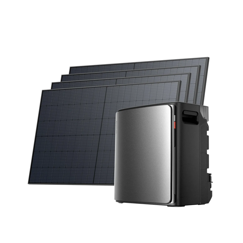 EcoFlow STREAM Ultra X avec quatre panneaux solaires bifaciaux de 520 W