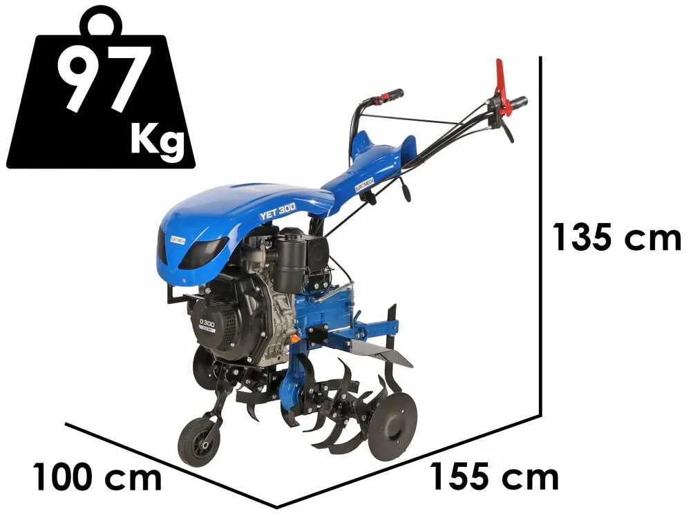 EuroMech YET 300 – Motobineuse diesel D300 208 cm³ 7 CV, fraise 90 cm