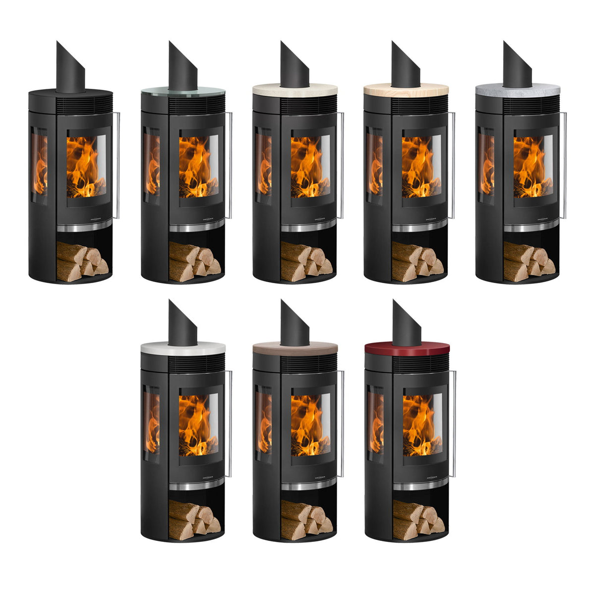 Oranier Rota TRE 2.0 – Poêle à bois acier noir, plaque céramique Grappa 6 kW