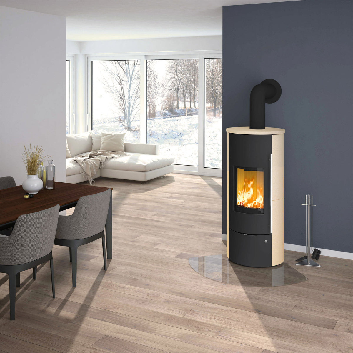 Olsberg Tolima Aqua II Compact O237588 – poêle à bois avec circulation d’eau, acier noir et céramique érable 10 kW – image 8