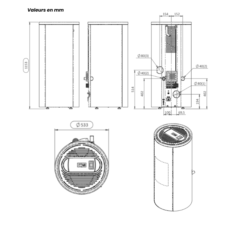 Poêle à granulés étanche ETNA Vertigo ETVERTI8ENO 9,2 kW pour chauffage jusqu’à 90 m² – image 8