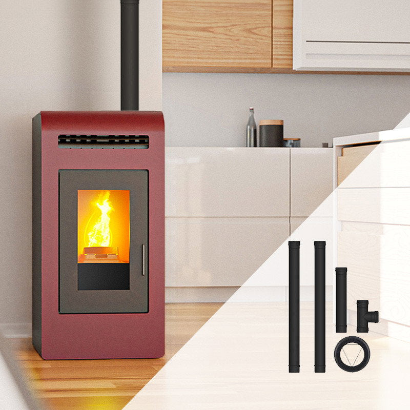 Pack poêle à granulés ETNA Luxe Cayenne rouge et kit de conduits