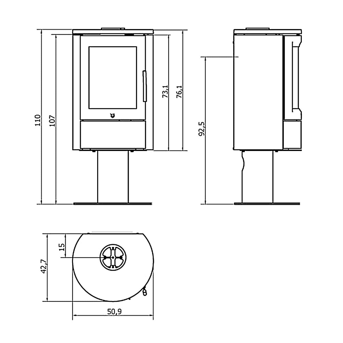 Varde Aura 11 – Poêle à bois en acier noir 5 kW