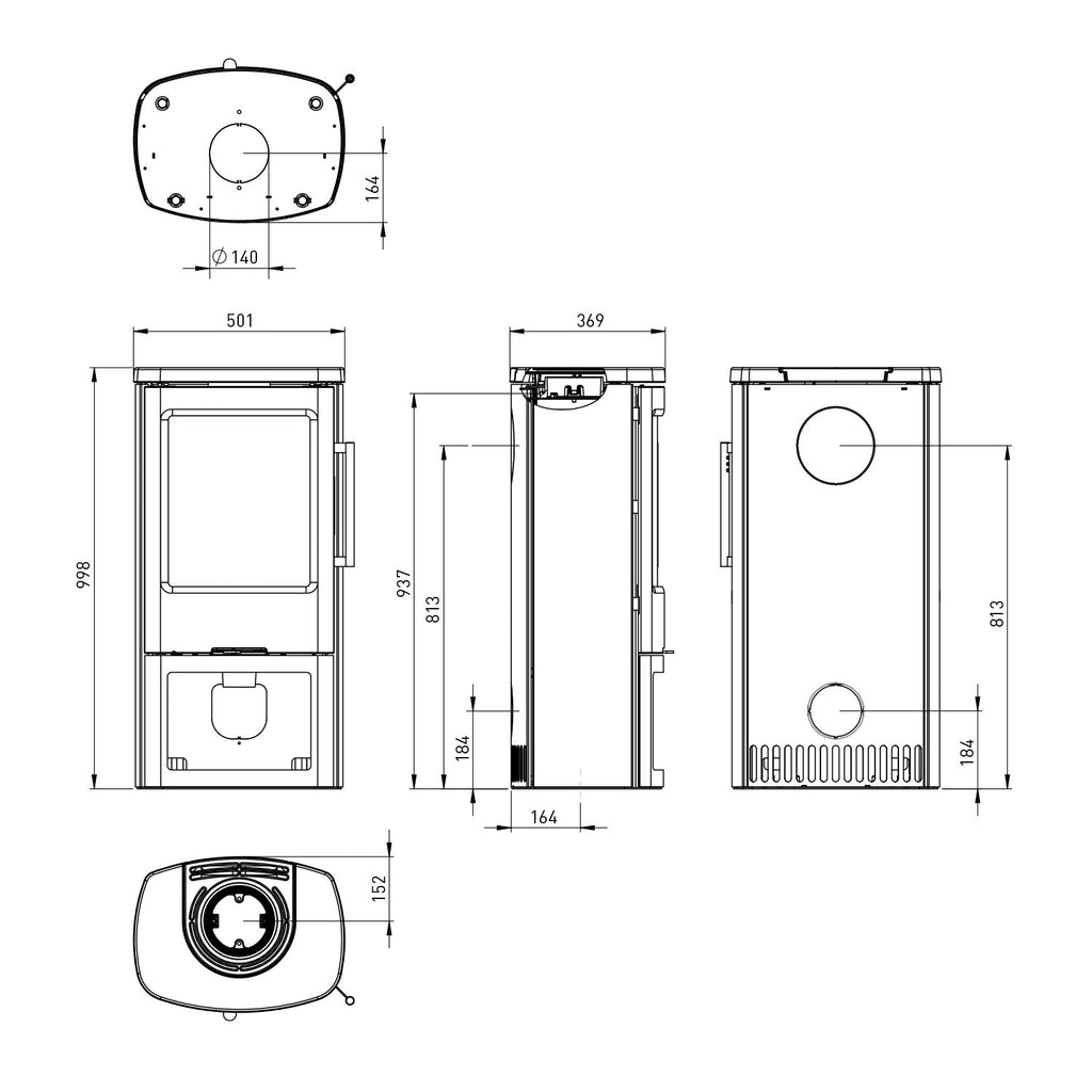 Poêle à bois TermaTech TT44 acier noir 4,8 kW