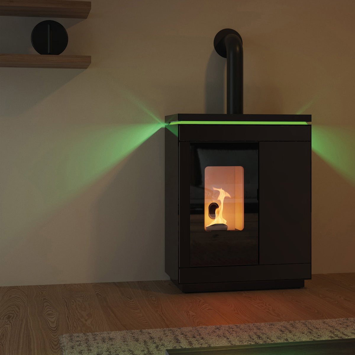 Olsberg Epana poêle à granulés acier noir 6 kW – sortie fumées 80 mm