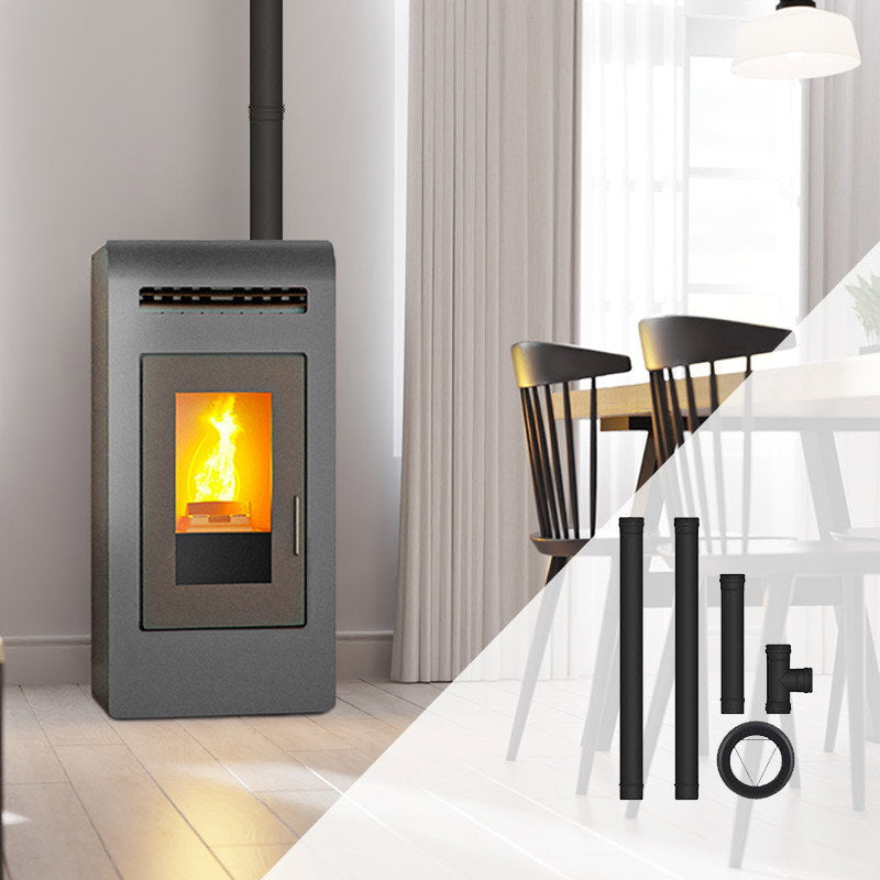Pack poêle à granulés ETNA Luxe Cayenne gris et kit de conduits