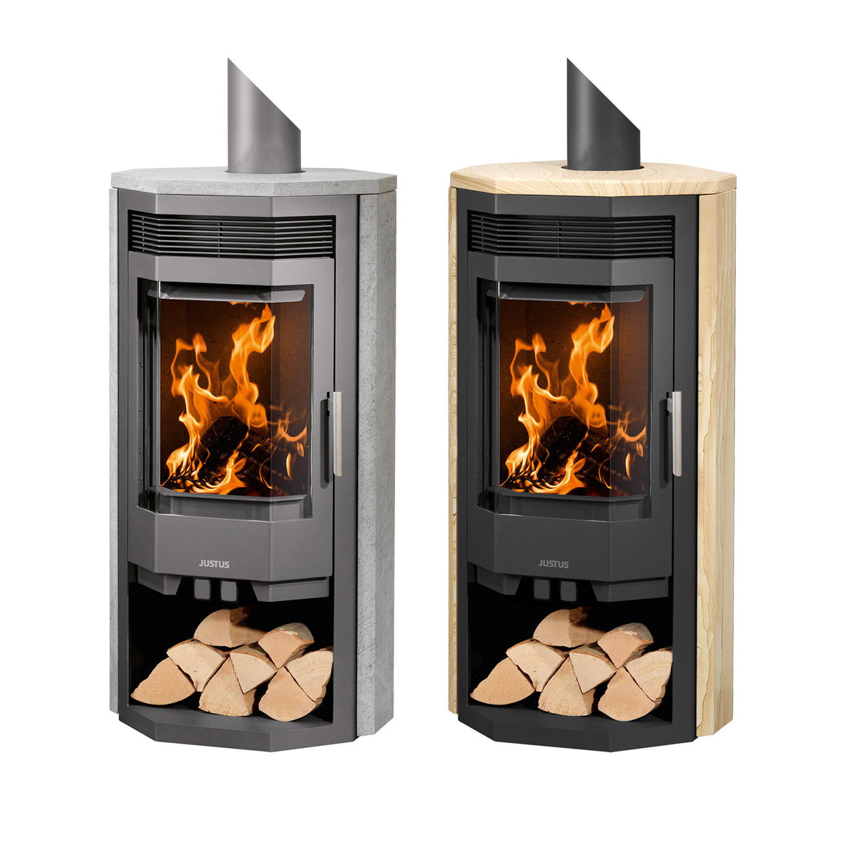 Justus Usedom 7 – Poêle à bois acier gris et pierre ollaire 7 kW
