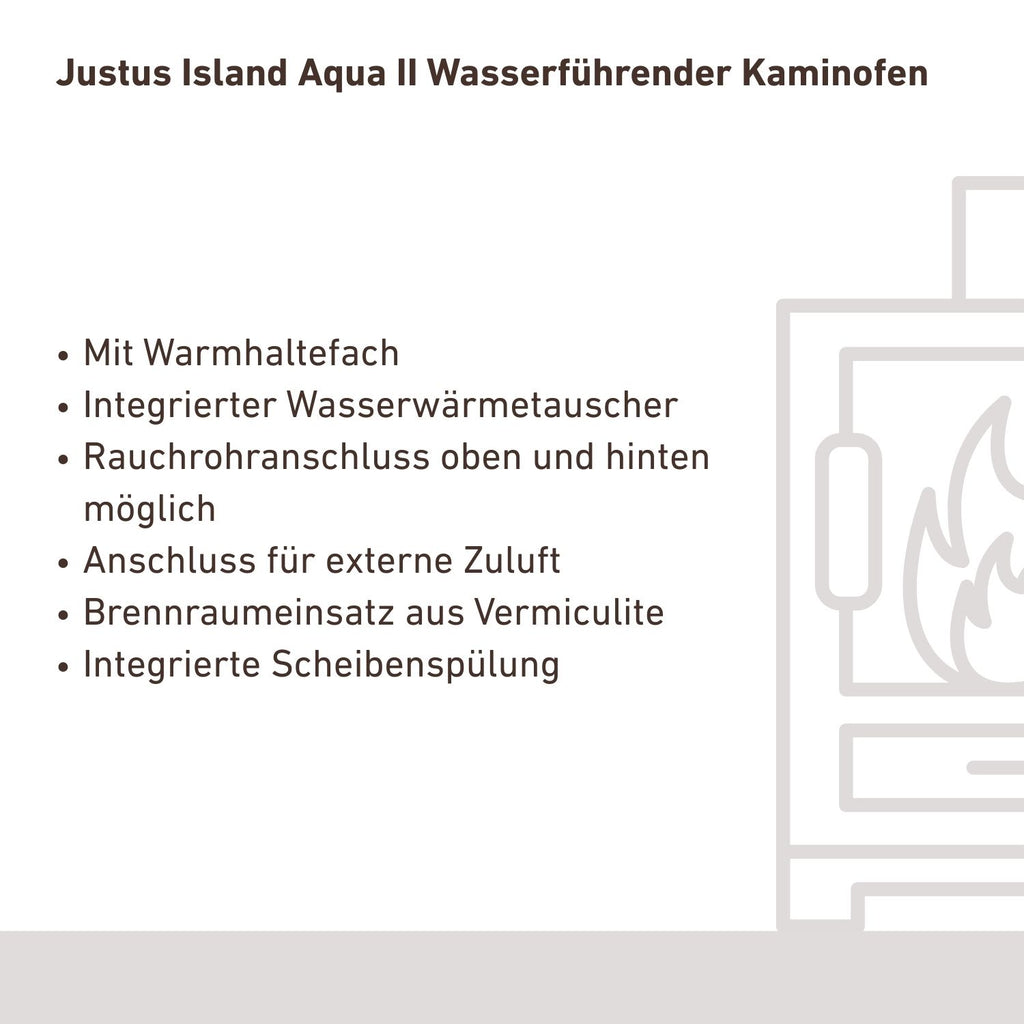 Poêle à bois Justus Island Aqua II avec circulation d’eau 10 kW - image 9