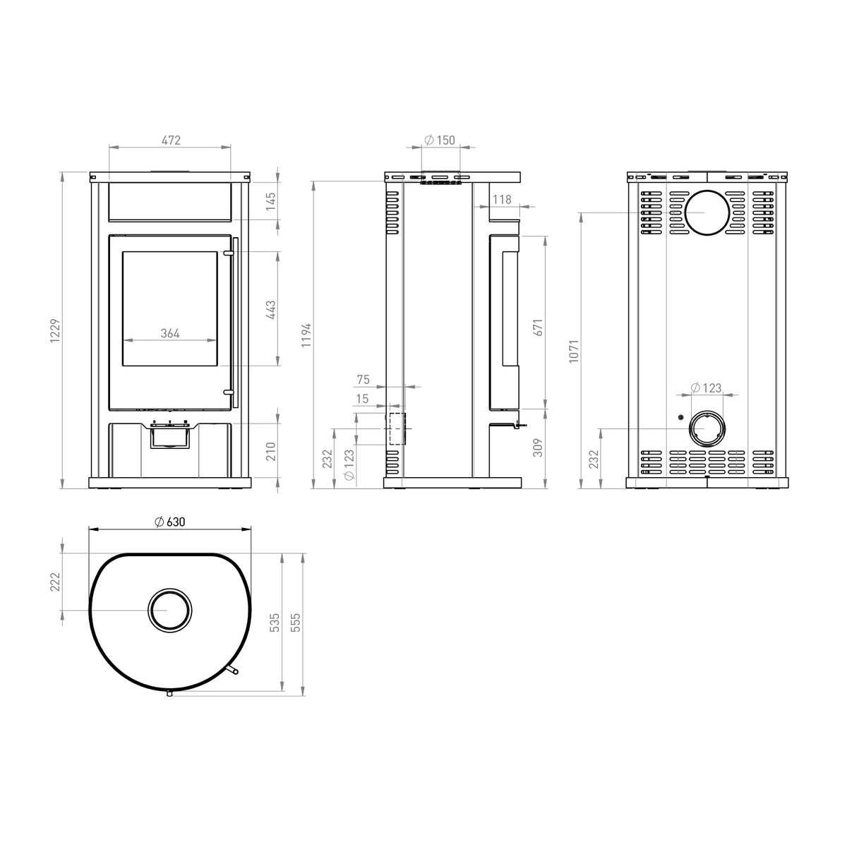 Olsberg Salado Compact 237951 – Poêle à bois en acier noir 6 kW