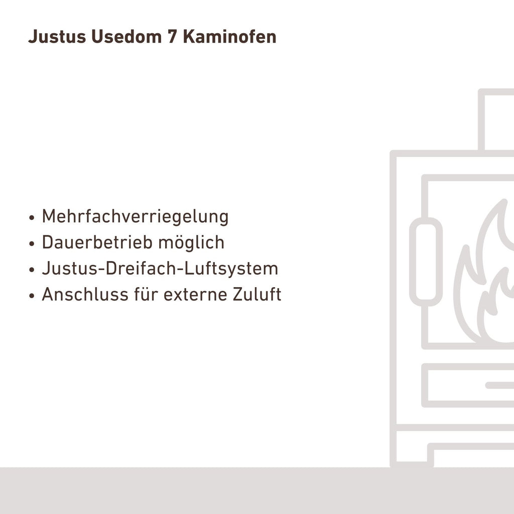 Justus Usedom 7 – Poêle à bois acier gris et pierre ollaire 7 kW