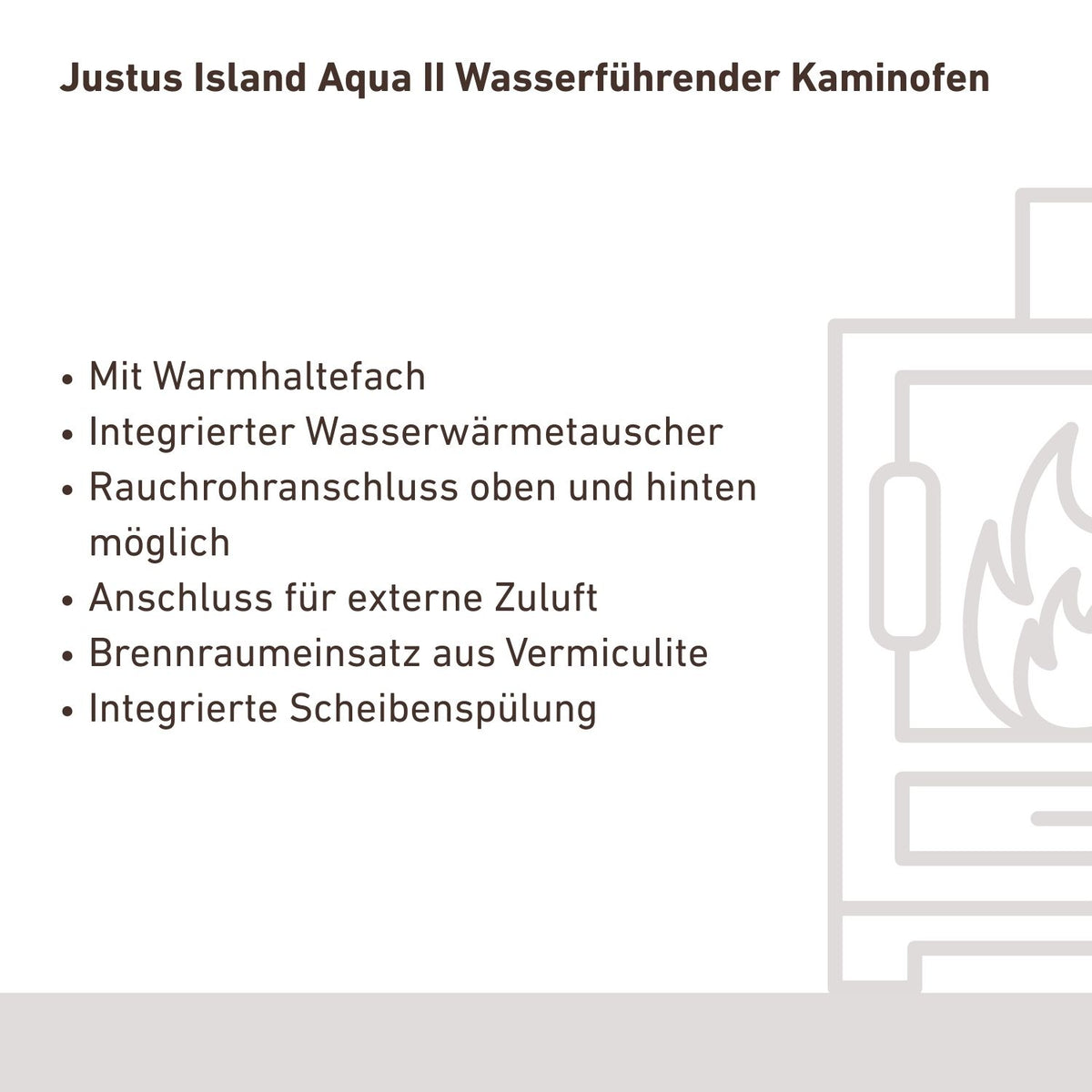 Fonctions du Justus Island Aqua II avec échangeur d’eau