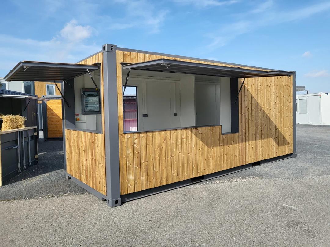 Container bar 20 pieds (6 m) Snack-BOX Privilege – Isolé, équipé et avec porte de service