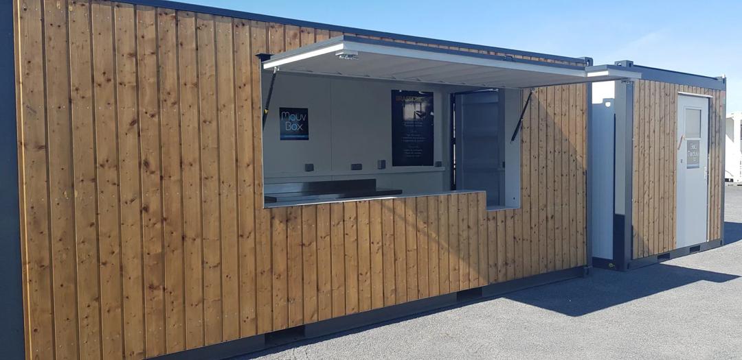 Container bar 20 pieds (6 m) Snack-BOX Privilege – Isolé, équipé et avec porte de service
