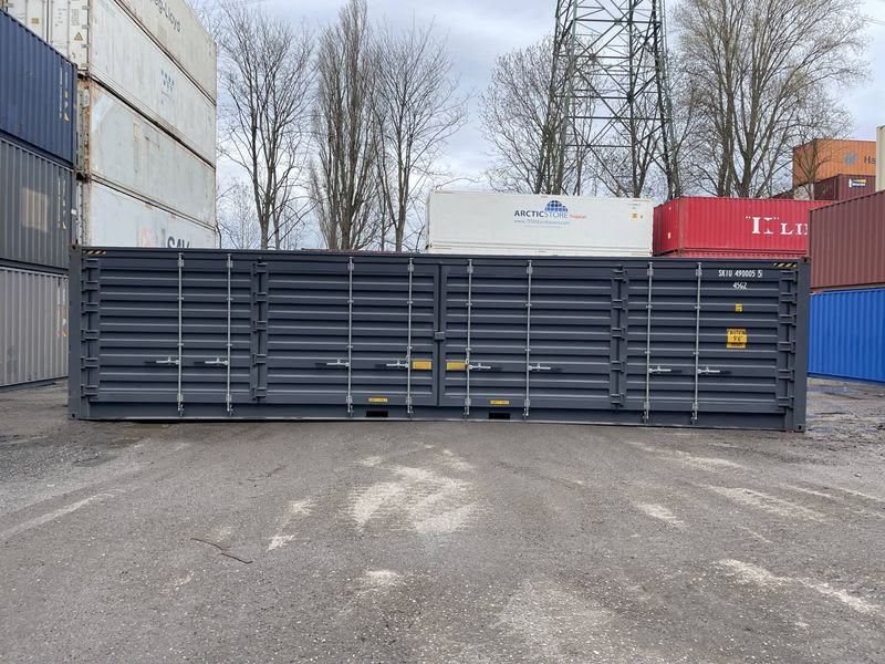 Conteneur maritime 40 pieds High Cube Open Side – Paroi latérale ouvrante, RAL 7015