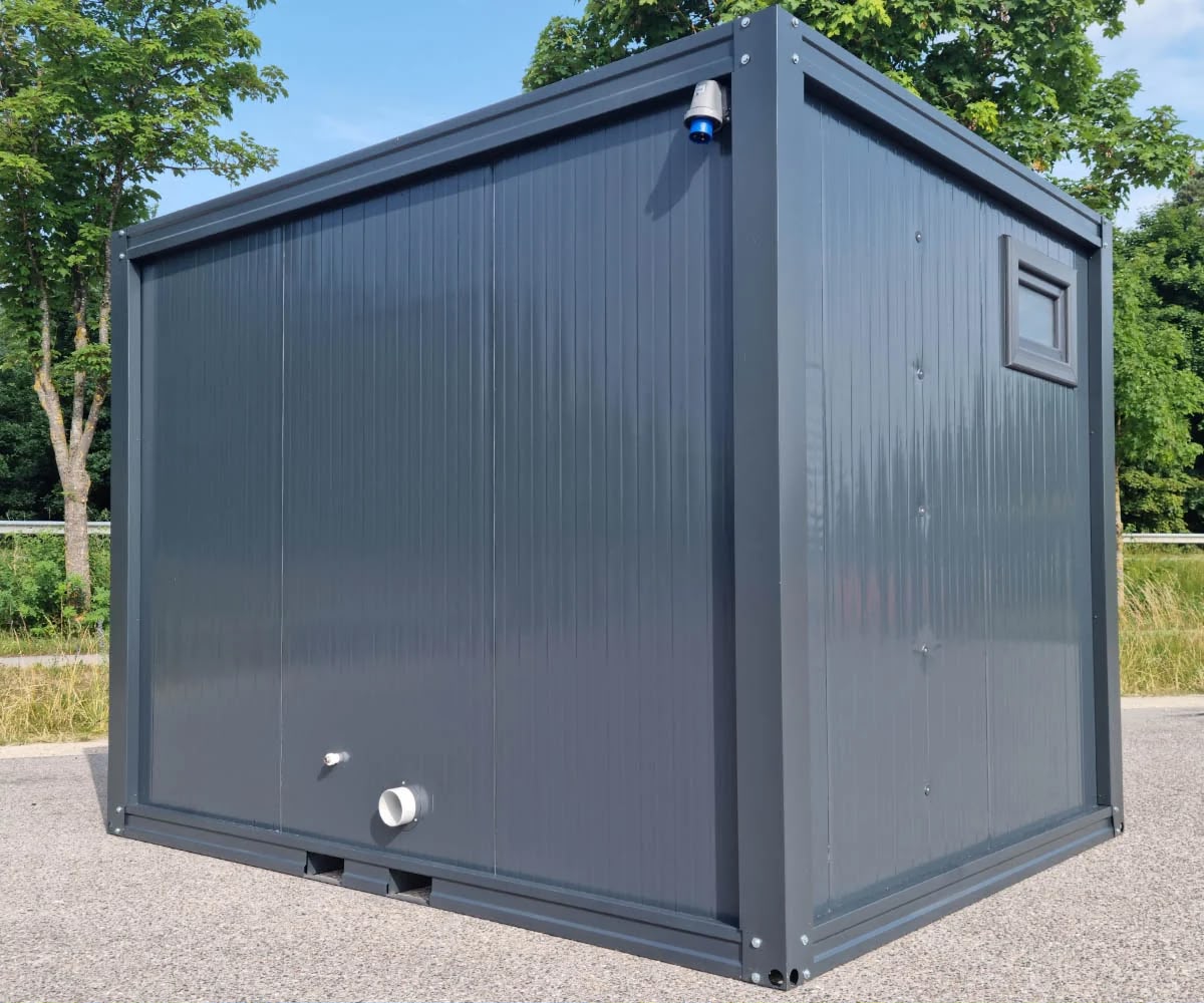 Conteneur sanitaire 3 m – Double cabine avec chauffage