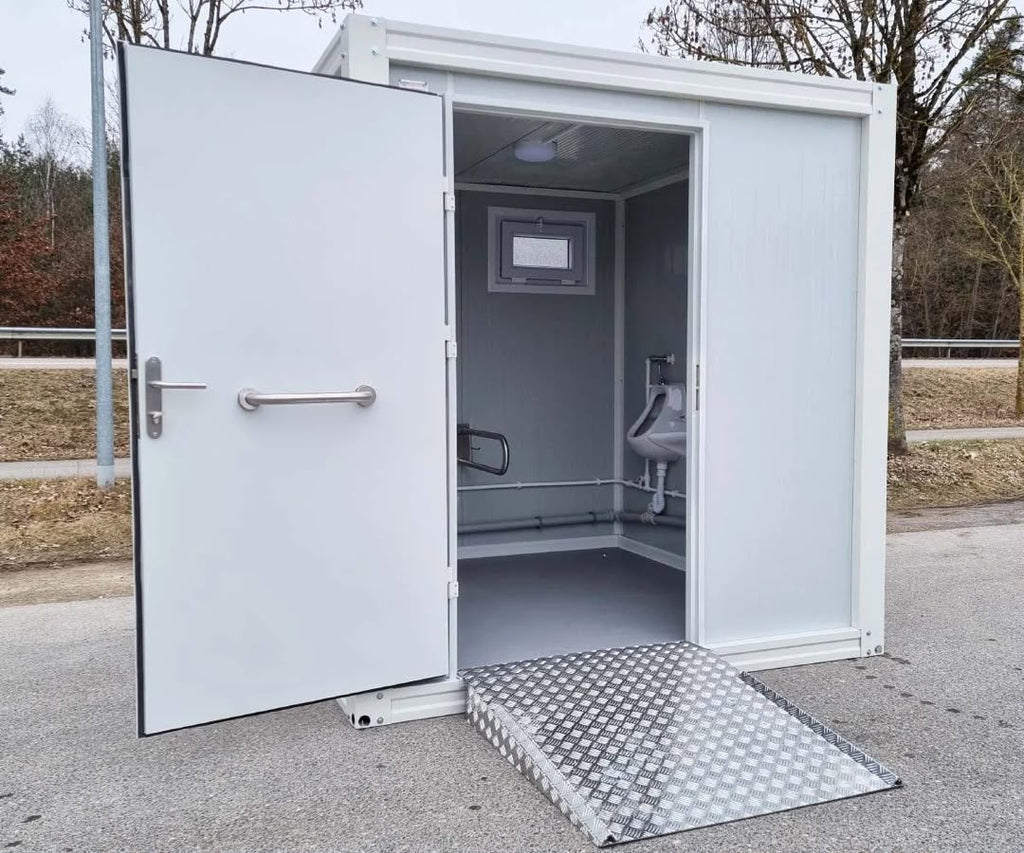 Conteneur sanitaire PMR avec rampe et eau chaude