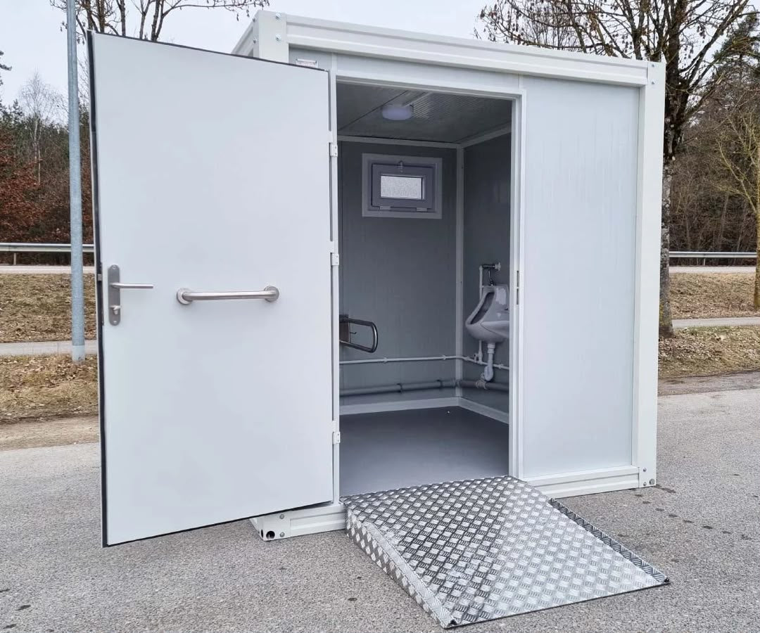 Conteneur sanitaire PMR avec rampe et eau chaude