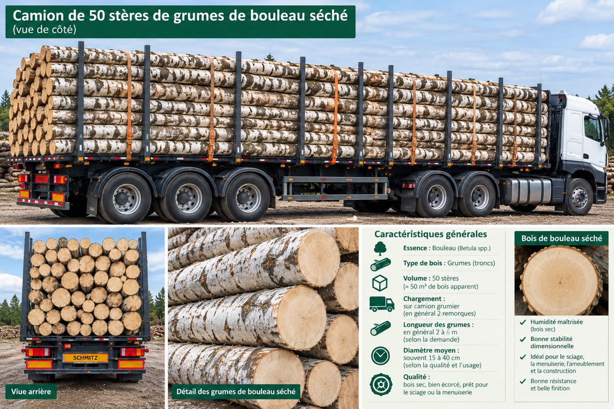 Grumes de bouleau– Camion complet de 50 stères