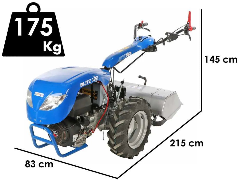 EuroMech BLITZ 120 Motoculteur essence Yagmur R420 16 CV avec démarrage électrique et attelage rapide