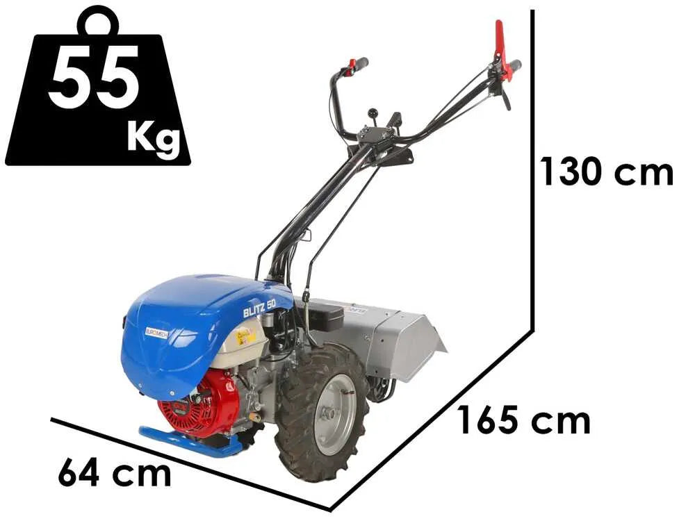 EuroMech BLITZ 50 Motoculteur essence Honda GX200 6,5 CV fraise 50 cm roues 4.00-8 – photo 3