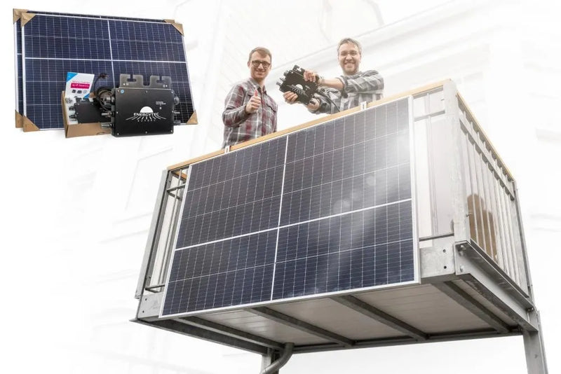 Kit solaire de balcon Energytec 600 W avec deux panneaux Premium et micro-onduleur Wi-Fi