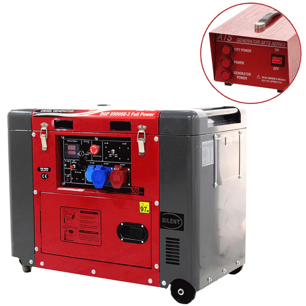 GeoTech Pro DGP8500SE-3 groupe électrogène diesel insonorisé Full Power avec ATS