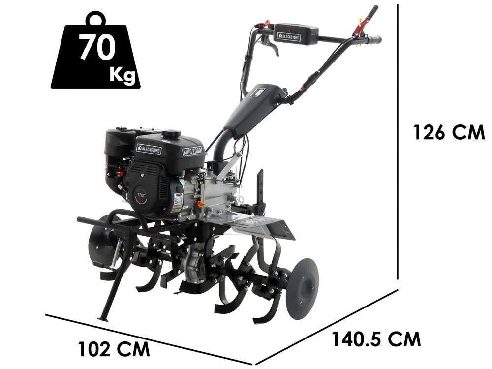 BlackStone MHG 2000 — Motobineuse thermique à essence, 212 cm3, 7 CV