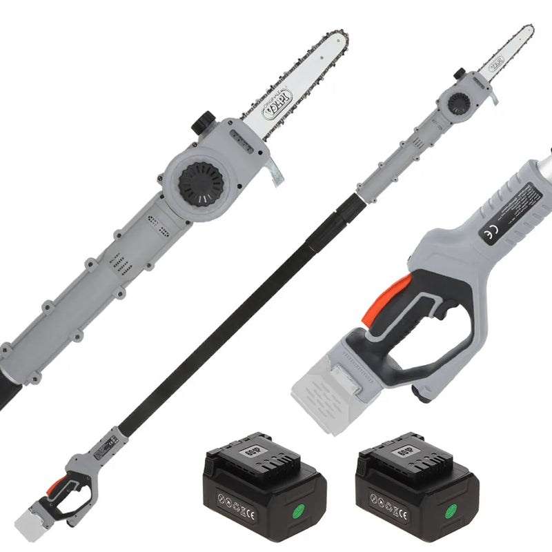 Volpi KVS8000P - Élagueuse à batterie sur perche, tête inclinable, 2 x 21,6 V 4 Ah