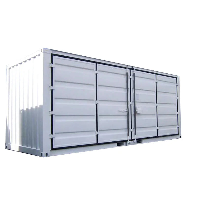 Conteneur de stockage neuf 20 pieds Open Side – 4 portes latérales – Blanc RAL 9010