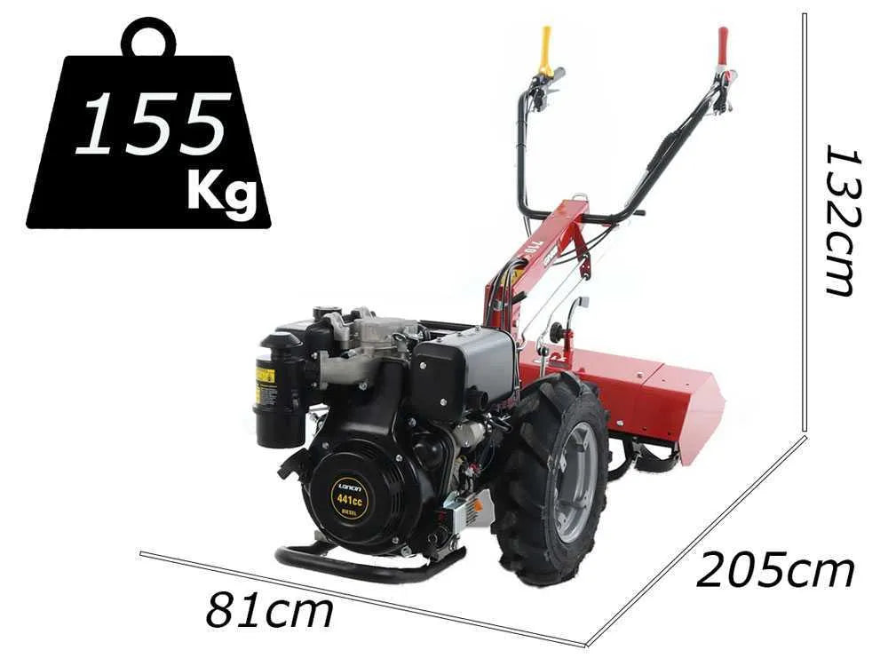 Motoculteur diesel GINKO R710 EKO Loncin D404F avec démarrage électrique et essieu différentiel