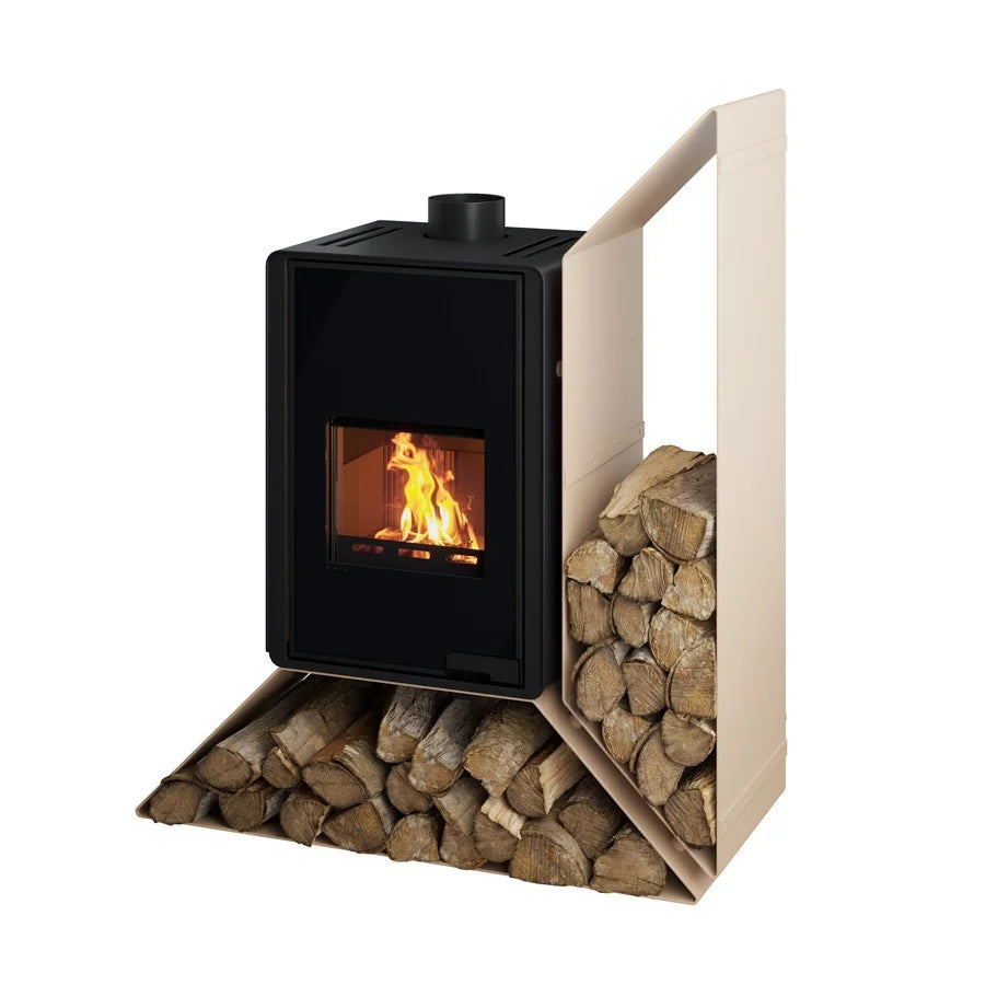 Poêle à bois HS Flamingo Deluxe Kampa crème avec étagère à droite 9 kW — image 2