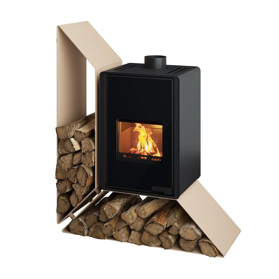 Poêle à bois HS Flamingo Deluxe Kampa crème avec étagère à gauche 9 kW — image 2